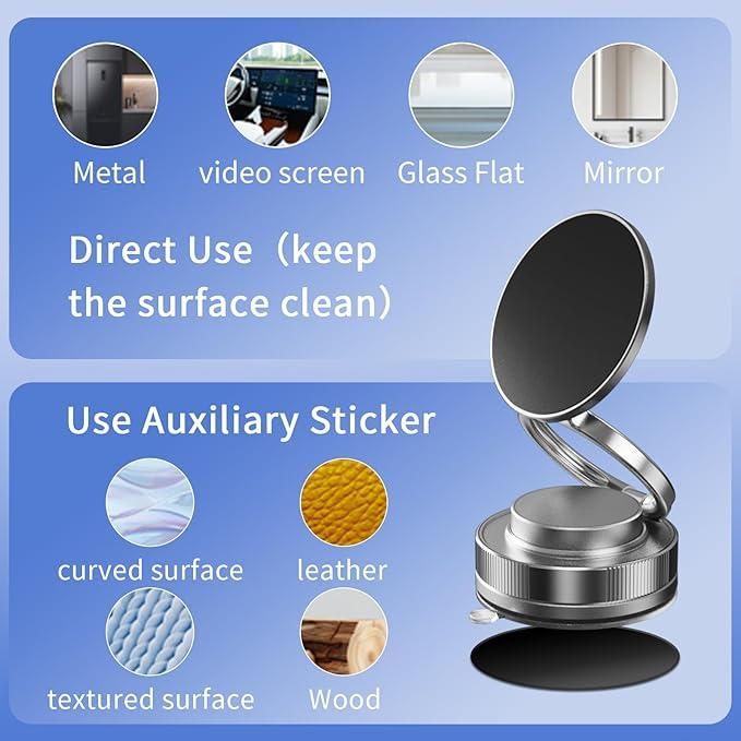 Newest 360 Degree Rotating Magnetic Mobile Phone Holder Vacuum Suction Cup Strong Magnetic Adsorption Car Phone Stand