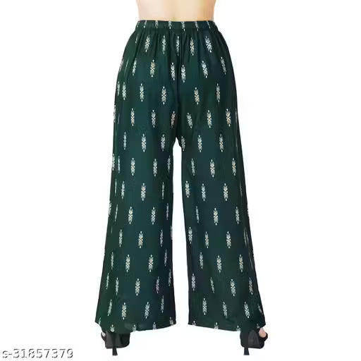 Palazzo pants With Skin Print Bottom Wear For Women & Girls Rayon 140 Gsm Trending Colour White Black Maroon Navy Blue Mustard Pink Red Bottel Green Grey Pack Of 2