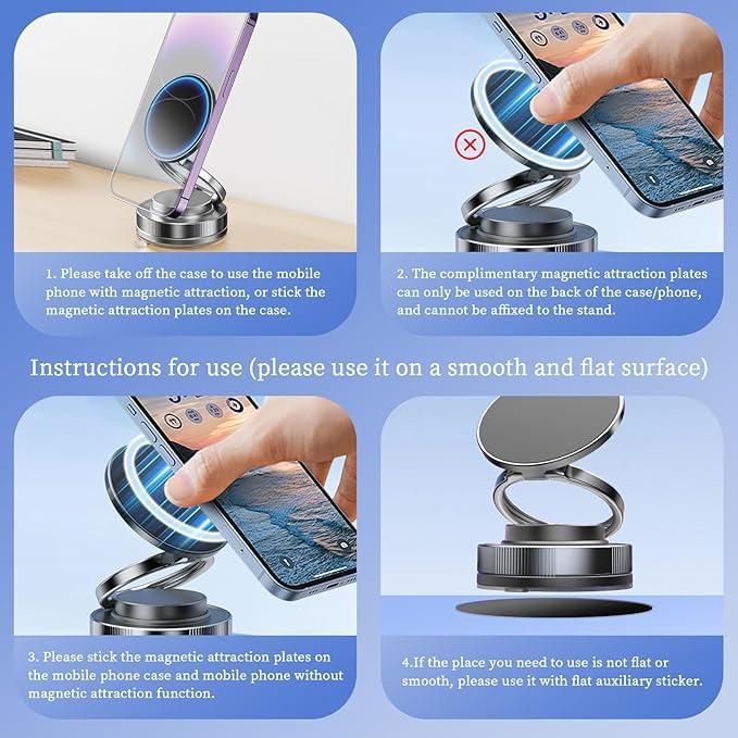 Newest 360 Degree Rotating Magnetic Mobile Phone Holder Vacuum Suction Cup Strong Magnetic Adsorption Car Phone Stand