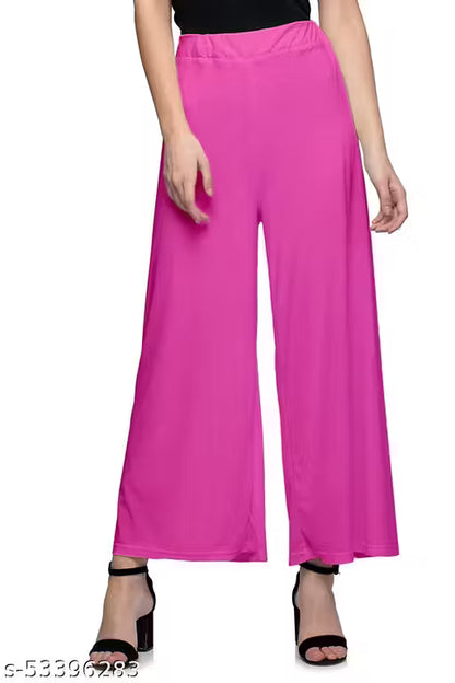 Lili Women's Stretchy Casual Wear Malai Lycra Pant Palazzo Combo Pack of 6 - Free Size(Fit For 26"-34") palazzo set/ Palazzo Combo