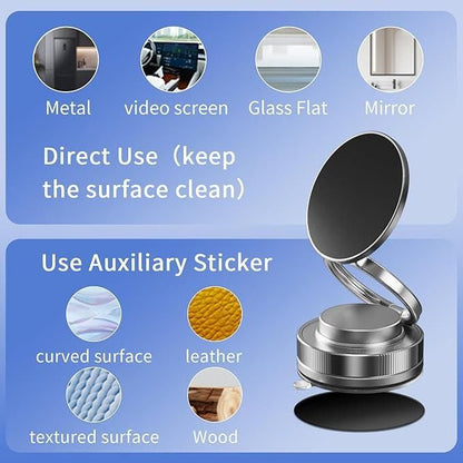 Newest 360 Degree Rotating Magnetic Mobile Phone Holder Vacuum Suction Cup Strong Magnetic Adsorption Car Phone Stand