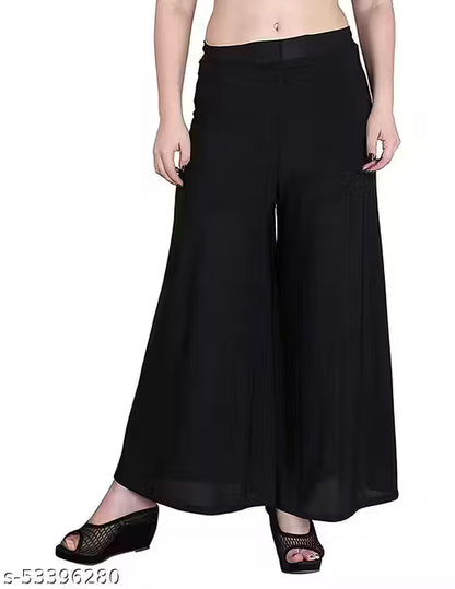 Lili Women's Stretchy Casual Wear Malai Lycra Pant Palazzo Combo Pack of 6 - Free Size(Fit For 26"-34") palazzo set/ Palazzo Combo