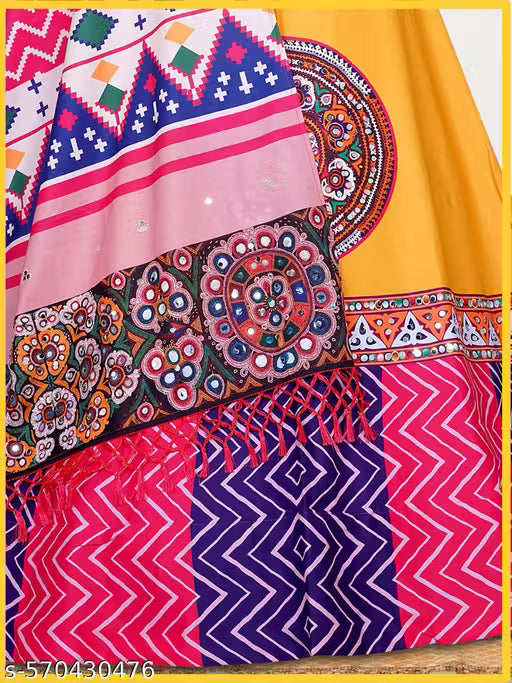 Girls Haldi Ceremony And Navratra Special Garba Night Desinger Tusser Silk Lahenga Choli set