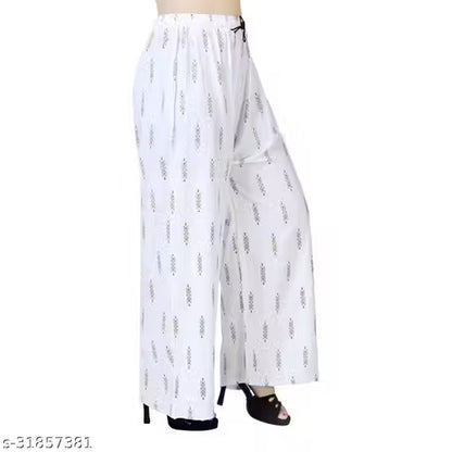 Palazzo pants With Skin Print Bottom Wear For Women & Girls Rayon 140 Gsm Trending Colour White Black Maroon Navy Blue Mustard Pink Red Bottel Green Grey Pack Of 2