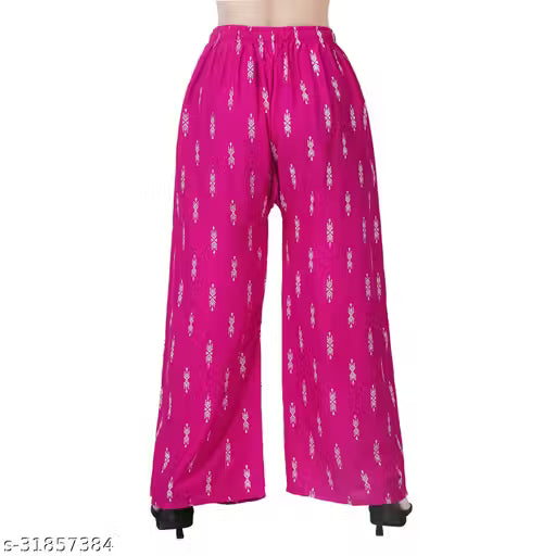 Palazzo pants With Skin Print Bottom Wear For Women & Girls Rayon 140 Gsm Trending Colour White Black Maroon Navy Blue Mustard Pink Red Bottel Green Grey Pack Of 2
