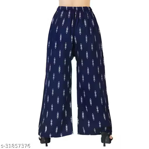 Palazzo pants With Skin Print Bottom Wear For Women & Girls Rayon 140 Gsm Trending Colour White Black Maroon Navy Blue Mustard Pink Red Bottel Green Grey Pack Of 2