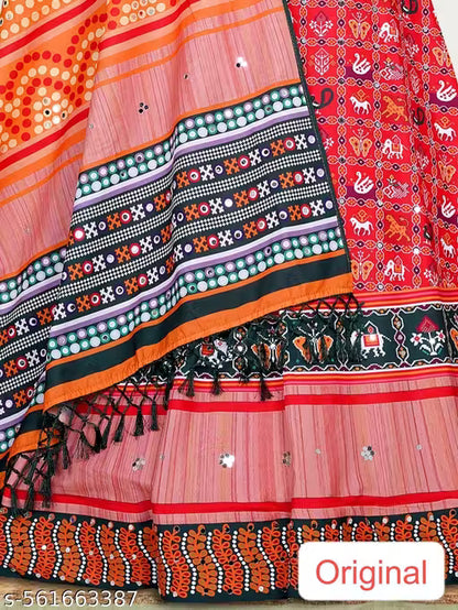 Red Colour Beautiful and Stylish Navratri Special Cotton Silk Lahenga (Chaniya ) Choli For Women