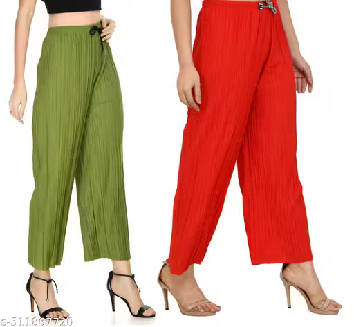 Relexed Womens & Girls 2 Pack of Combo Palazzos