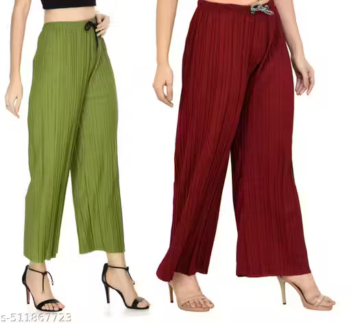 Relexed Womens & Girls 2 Pack of Combo Palazzos