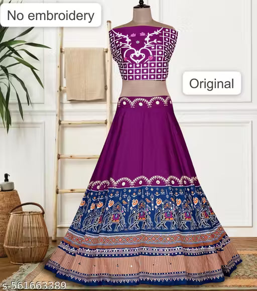 Pink Colour Festive Wear Cotto Silk Designer Latest Chaniya Choli For Navratri Pack of 1 ( 1 Lahenga 1 Blouse 1 Dupatta )