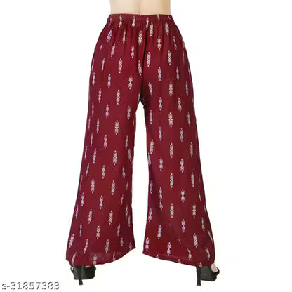Palazzo pants With Skin Print Bottom Wear For Women & Girls Rayon 140 Gsm Trending Colour White Black Maroon Navy Blue Mustard Pink Red Bottel Green Grey Pack Of 2