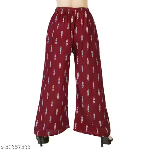 Palazzo pants With Skin Print Bottom Wear For Women & Girls Rayon 140 Gsm Trending Colour White Black Maroon Navy Blue Mustard Pink Red Bottel Green Grey Pack Of 2