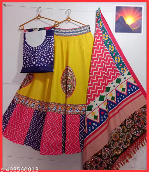 Navratri Special Garba Night Designer Digital Printed Lehenga With Silk Fabric Beautiful Mirror Work Lehenga Set For Women Perfect Outfits | Wedding Lehenga