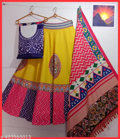 Navratri Special Garba Night Designer Digital Printed Lehenga With Silk Fabric Beautiful Mirror Work Lehenga Set For Women Perfect Outfits | Wedding Lehenga