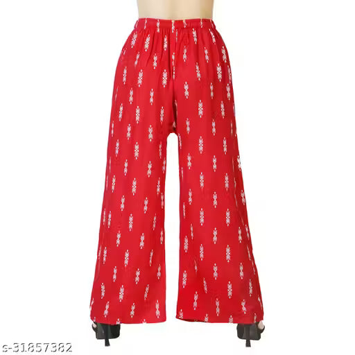Palazzo pants With Skin Print Bottom Wear For Women & Girls Rayon 140 Gsm Trending Colour White Black Maroon Navy Blue Mustard Pink Red Bottel Green Grey Pack Of 2