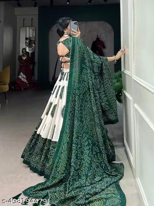 Women's Collection Dolla Silk Lehenga Choli Patola Print with Foil Work With Unstitched Blouse