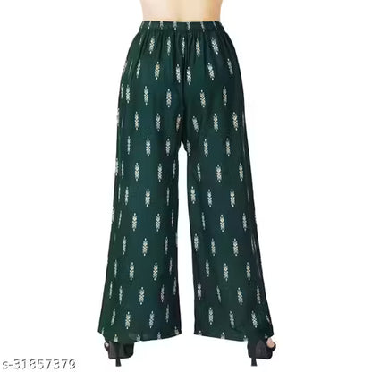 Palazzo pants With Skin Print Bottom Wear For Women & Girls Rayon 140 Gsm Trending Colour White Black Maroon Navy Blue Mustard Pink Red Bottel Green Grey Pack Of 2