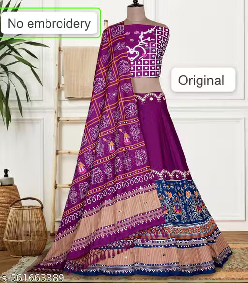 Pink Colour Festive Wear Cotto Silk Designer Latest Chaniya Choli For Navratri Pack of 1 ( 1 Lahenga 1 Blouse 1 Dupatta )