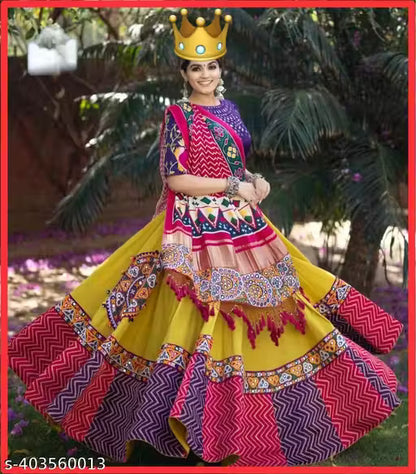 Navratri Special Garba Night Designer Digital Printed Lehenga With Silk Fabric Beautiful Mirror Work Lehenga Set For Women Perfect Outfits | Wedding Lehenga