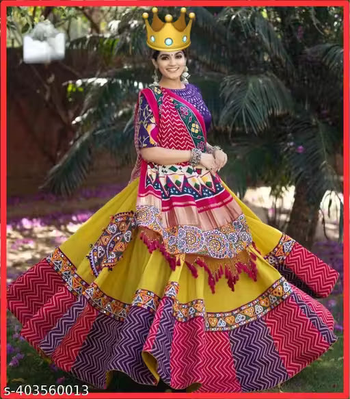 Navratri Special Garba Night Designer Digital Printed Lehenga With Silk Fabric Beautiful Mirror Work Lehenga Set For Women Perfect Outfits | Wedding Lehenga