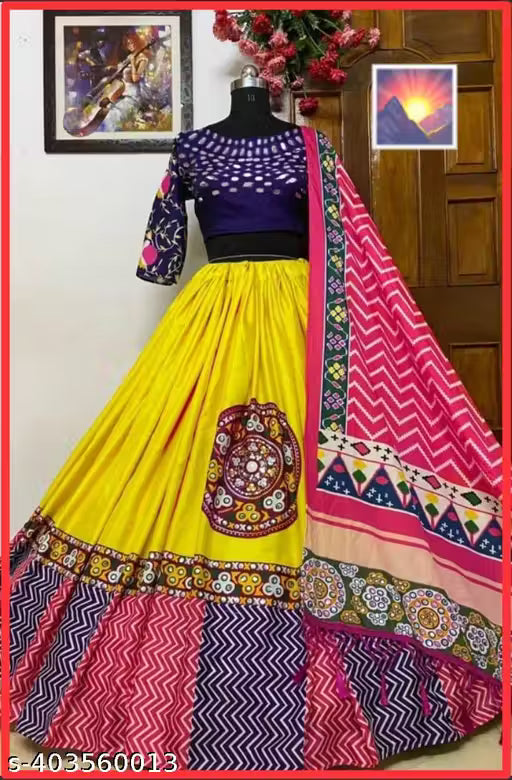 Navratri Special Garba Night Designer Digital Printed Lehenga With Silk Fabric Beautiful Mirror Work Lehenga Set For Women Perfect Outfits | Wedding Lehenga
